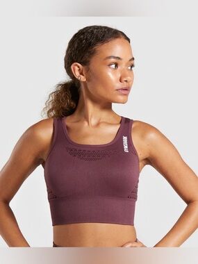 Gymshark Energy +Seamless crop top  berry red size small